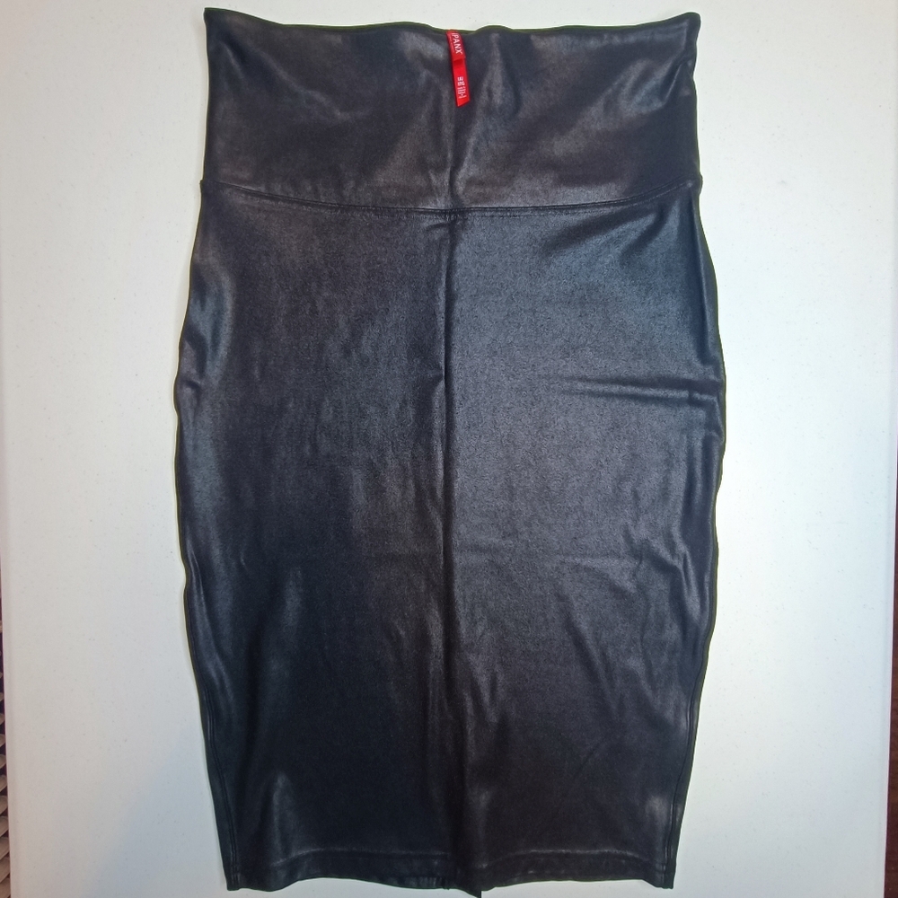 SPANX Black Faux Leather Stretchy Pencil Skirt Size 1X
